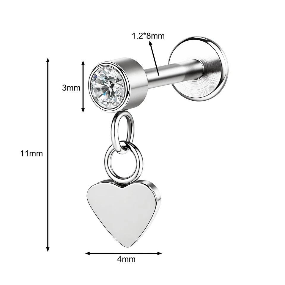 16g G23 Titanio Acero Cuelga Labret Labio Stud Tragus Hélice Piercing Joyería Foto 3 de 4