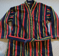 Polo Ralph Lauren Men's L Striped Terry Cotton Bath Robe Belted Collar