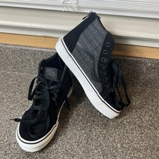 Vans Classic SK8-Hi Little Kid 3 Black Pinstripe Corduroy Canvas Sneaker Lace Up