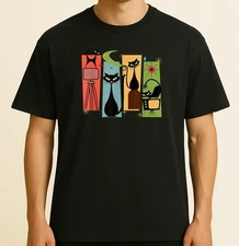 Mid Century Cat Retro Atomic Age Space Modern Midcentury 50s T-Shirt