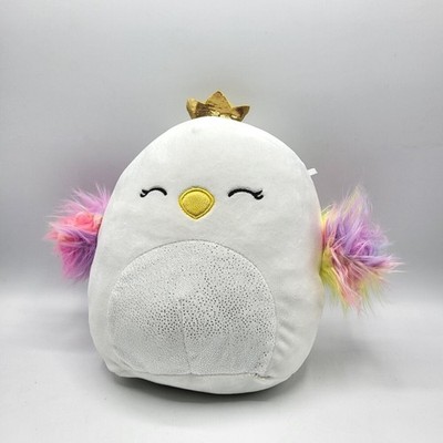 Squishmallow 8'' Alyssa The Swan Iridescent Silver Belly Gold Crown Rainbow Wings