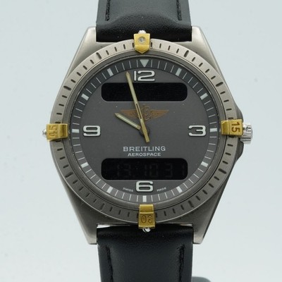 BREITLING AEROSPACE HERREN UHR TITAN QUARZ 80360 VINTAGE TOP ZUSTAND BR873 GRAU