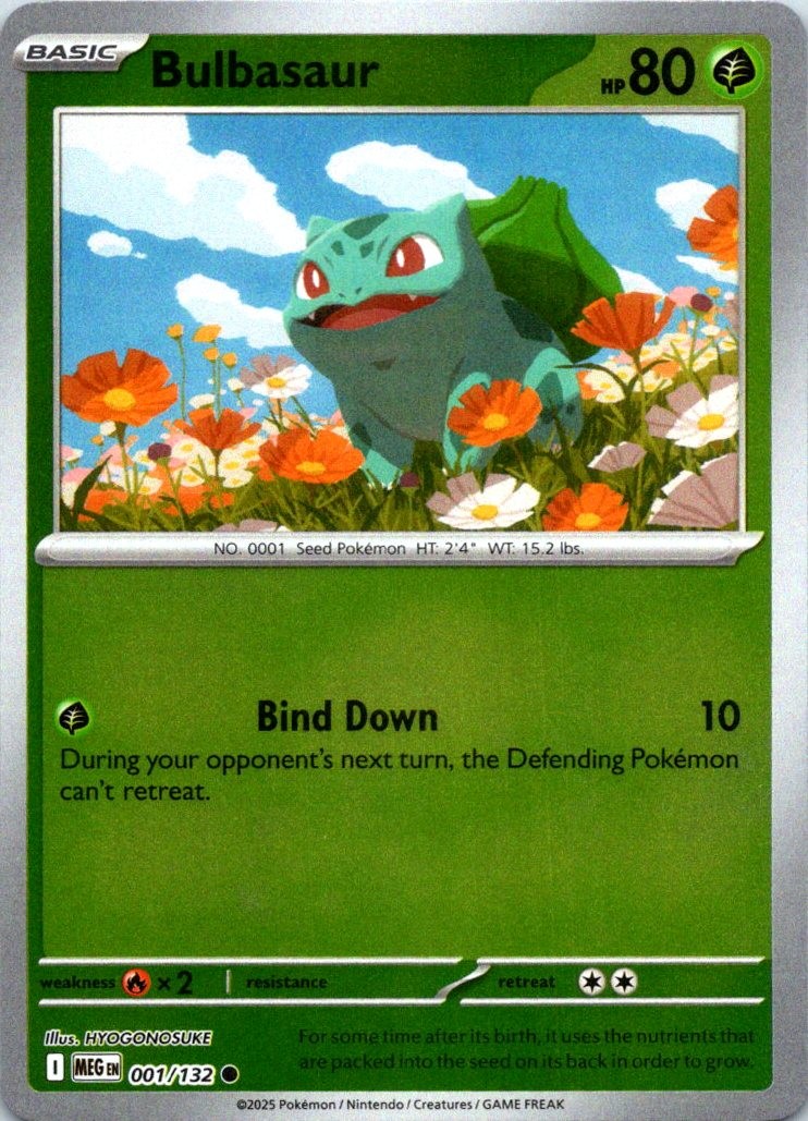 Bulbasaur Reverse Holo ME01: Mega Evolution 001/132 NM Pokemon