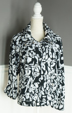 Zenergy by Chico's Jacket Geometric Stand Collar Full Zip Snap Roll Tab Size 1
