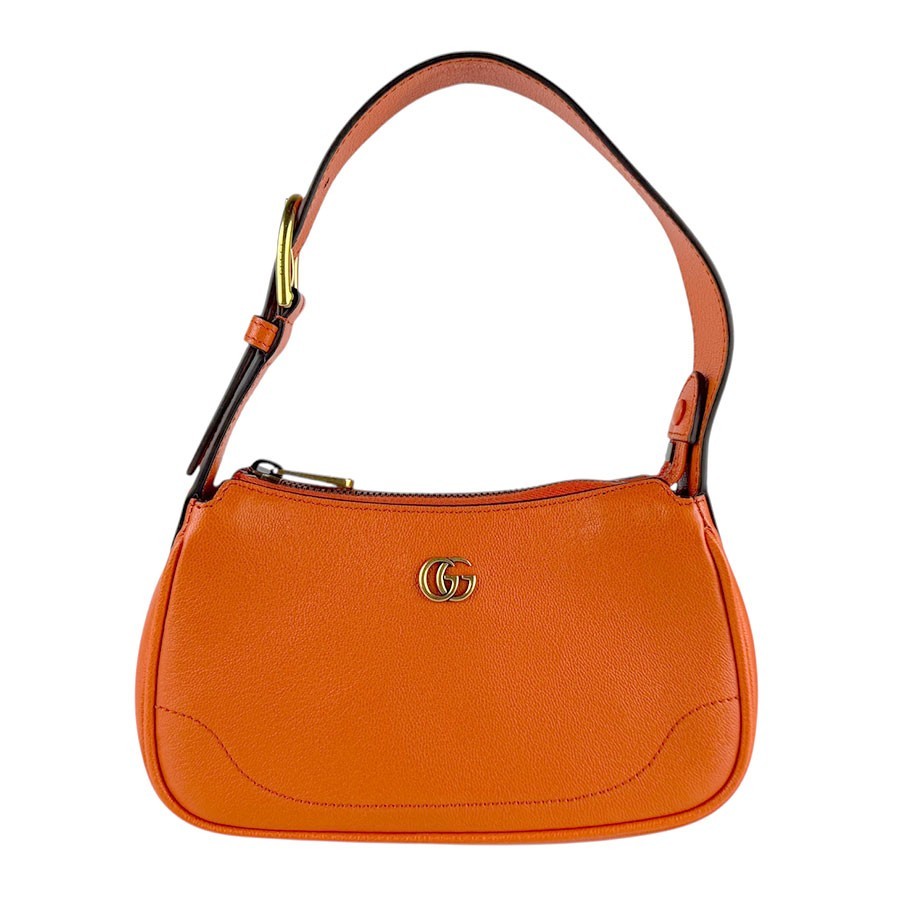 Borsa a mano originale Gucci Afrodite in pelle arancione/tono oro - z7717