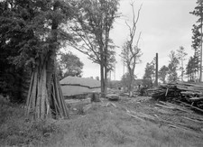 Small portable sawmill very typical of sawmills which are cutting - Old Photo