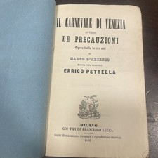 Petrella Il Carnevale di Venezia opera buffa libretto Lucca Milano 1866