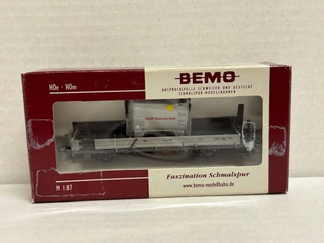 BEMO H0m K-w 7501 Niederbordwagen RhB Metallbehälter 2267 111