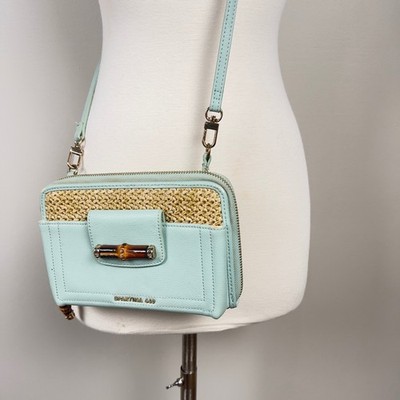 partina 449 Crossbody Wallet Bag Womens Small Bamboo Straw Green Coastal READ