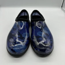 Sloggers Garden Clogs Shoes Womens Size 9 Blue Floral Waterproof Made USA