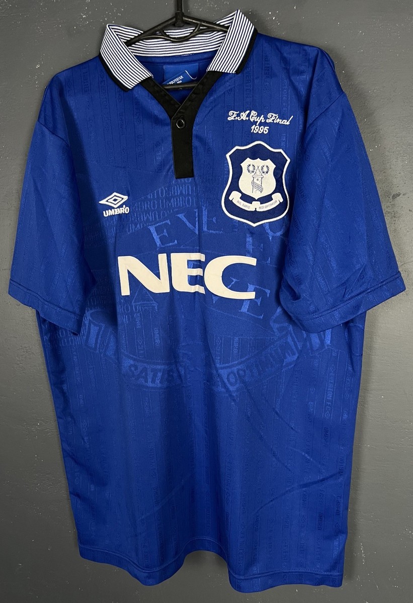 RETRO REPLICA MENS FC EVERTON 1995/1996 HOME SOCCER FOOTBALL SHIRT