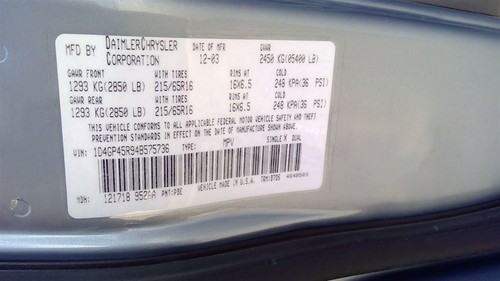 Front Seat Belt   Seat Driver Retractor Fits 01-04 CARAVAN 1119291 - Bild 9 von 12