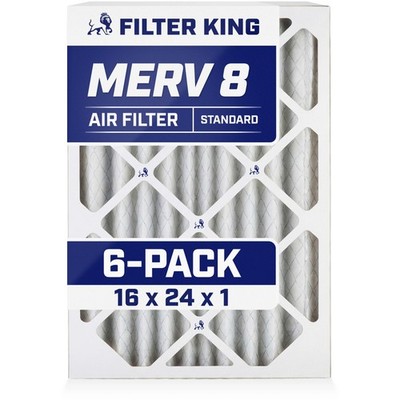 Filter King 16x24x1 Air Filter 6-PACK MERV 8 Actual Size 15.5 x 23.5 x .75''
