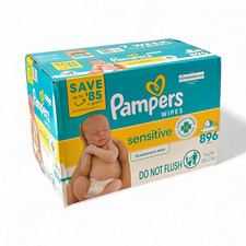 Pampers Sensitive Baby Wipes Unscented Hypoallergenic - 16 Packs / 896 Count