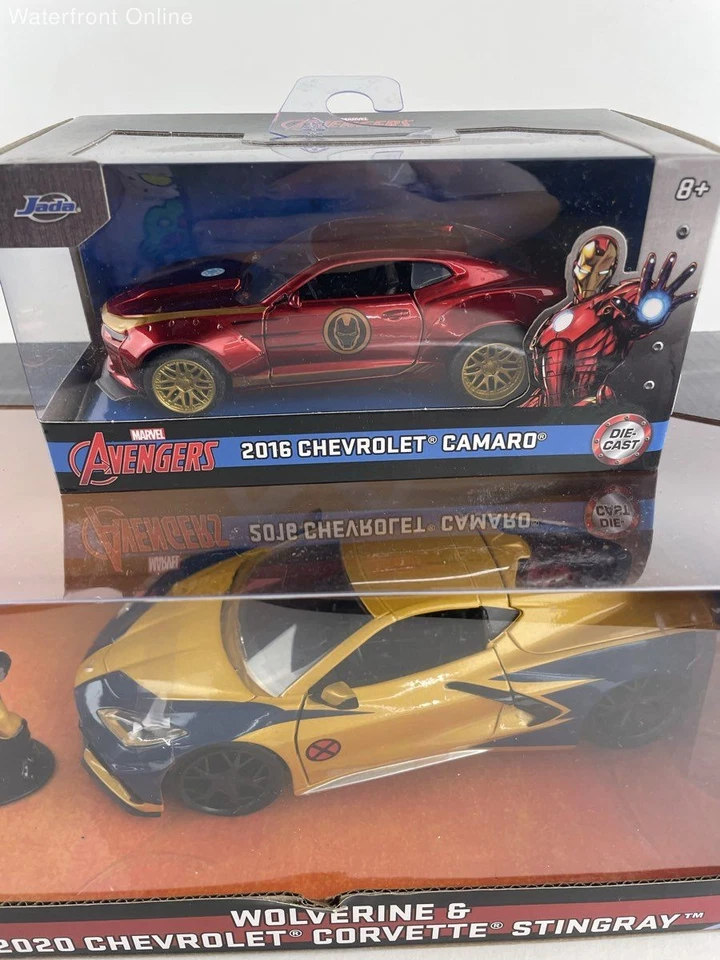 Marvel Set de 2 Avengers & X-Men Wolverine 2020 Corvette 2016 Camaro Cars Nuevo en caja Foto 2 de 4