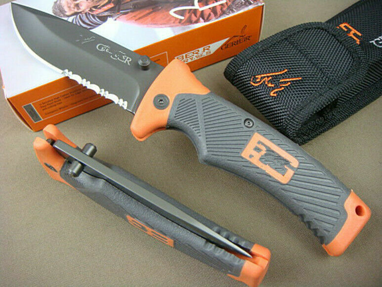 Cuchillo de rescate medio serrado al aire libre BG sable de supervivencia plegable camping pesca NUEVO