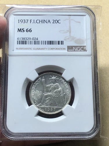 20 Cent Indochine Coins 1937 NGC MS-66 Original Vintage Rare_LDP Shop.