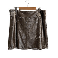 Halston Heritage Bronze Sequin Mini Skirt Size 6