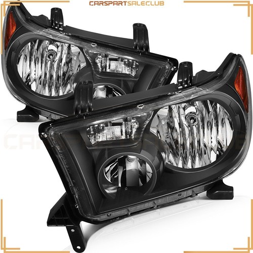 Pair Black Headlights Assembly For 2008-2017 Toyota Sequoia V8 5.7L Front RH+LH