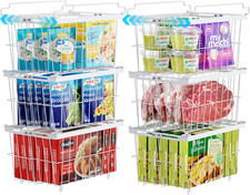 Stackable Chest Freezer Organizer Bins - 6 Pack for Easy Access & Storage