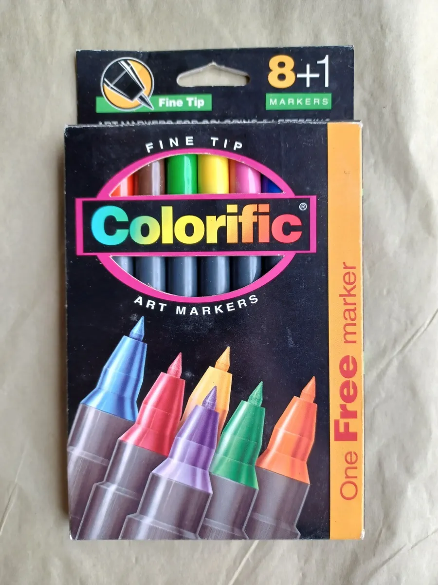 Vintage Berol Colorific Fine Tip Art Markers 9 Pack For Coloring And  Lettering