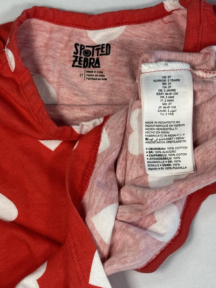 Niñas Corazón Camisa San Valentín Manga Corta Rojo Blanco Camiseta Top Camiseta Talla 2T Foto 4 de 4