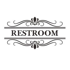 Restroom Sign Wall Decal Vinyl Stickers, Removable Cute Art Design DIY Sticke...