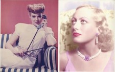 JOAN CRAWFORD-RE-STRIKE PHOTOS (4)-CA 70'S-COLOR-ANNE FRANCIS-L DARNELL-FONTAINE