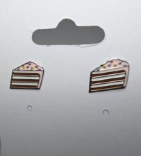 Solid 925 Sterling Silver 8.5mm x 10mm Piece of Cake Stud Earrings