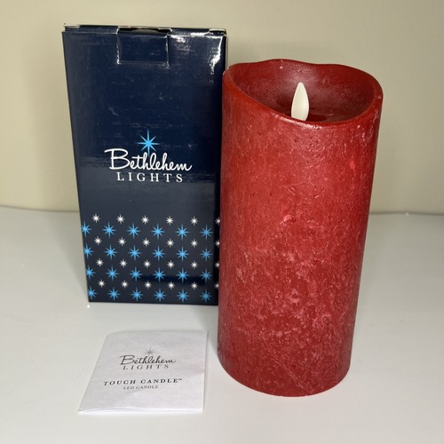 2 Bethlehem Lights Touch Red Flameless Cordless Candles w Timer Christmas Pillar - Picture 5 of 9