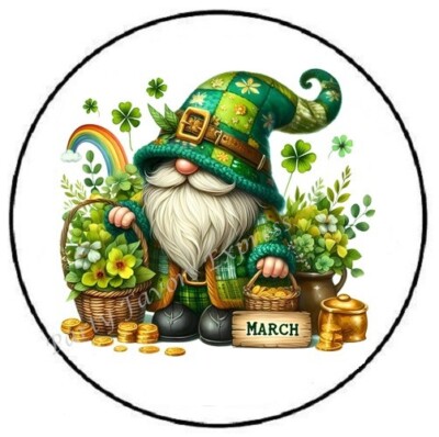 MARCH GNOME MONTH ST PATRICKS DAY ENVELOPE SEALS LABELS STICKERS PARTY FAVORS