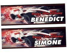 2 Personalised birthday banner F1 car kids boy adults party poster birthday gift