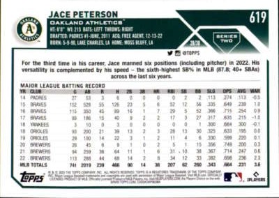 2023 Topps 582 Montgomery Club #619 Jace Peterson Oakland