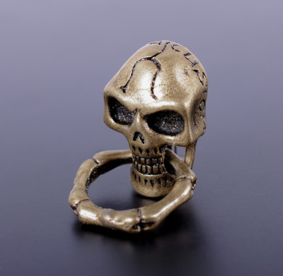 5X Retro Brass Skull Bone Ring Wallet Chain Connector Leathercraft Purse Concho