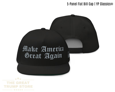 Gothic Dark MAGA Hat Black Trump Flat Bill Cap, Make America Great Again Hat