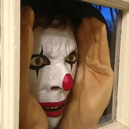 Gruseliger Peeper Freak Halloween Deko Clown Indoor und Outdoor Fensterbehang - Bild 4 von 16