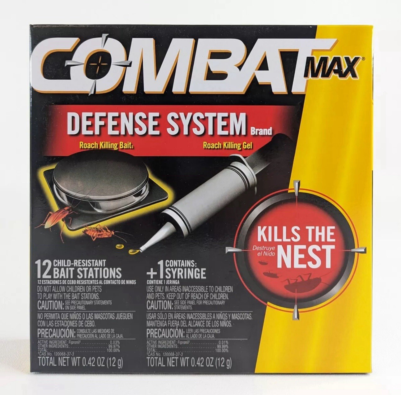 COMBAT MAX Defense System Large Roach Killing Bait & Gel 12 Stations