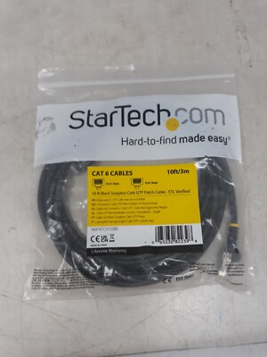 StarTech 10 ft Black Snagless Cat6 UTP Patch Cable