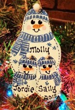 Personalize ORNAMENT Family of 3 Snowman U CHOOSE NAME YEAR Christmas Snowmen