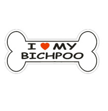 7" love my bichpoo dog bone bumper sticker decal usa made