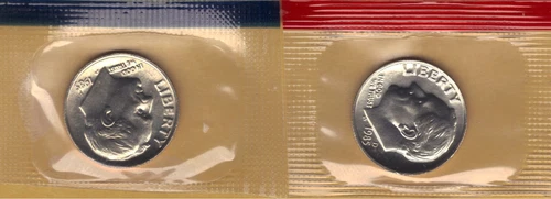 1985-P & D UNCIRCULATED BU ROOSEVELT DIMES IN MINT SET CELLO (2 coins)