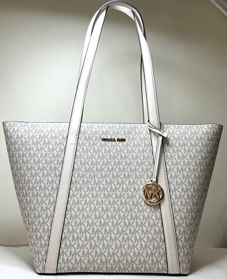 Michael Kors Pratt Cream Multi MK Signature Leather Large TZ Tote