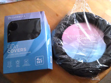 Carbella Faux Fur Car Seat Covers And Steering Wheel Cover Set Black Brand New