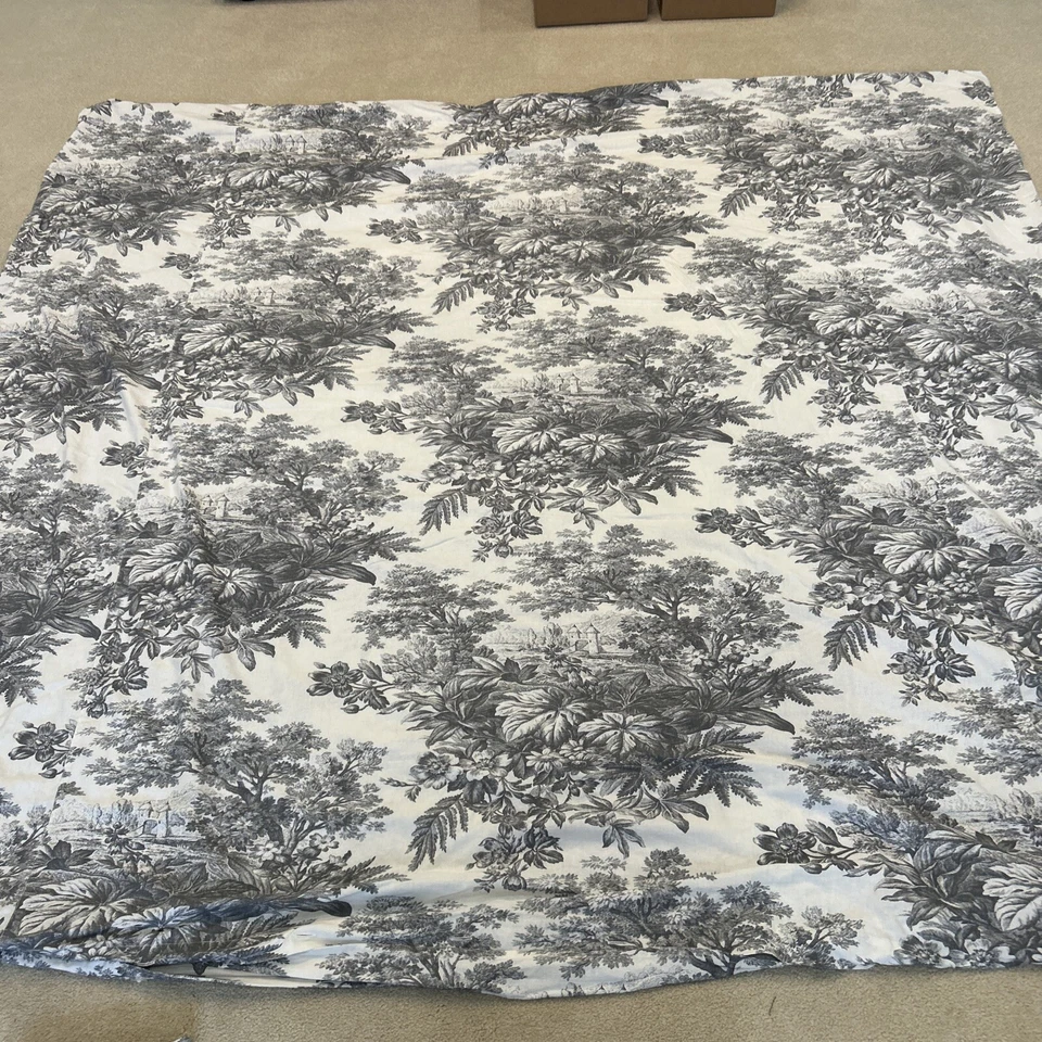 Edredón Pottery Barn ~MATINE TOILE~ F/QUEEN Y DOS FUNDAS EURO GRIS Y BLANCO Foto 3 de 4