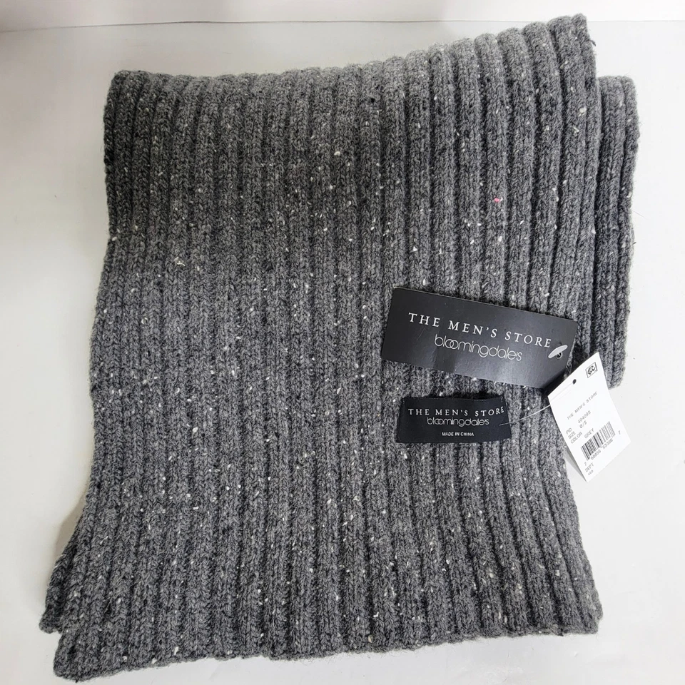 Bufanda Donegal gris Bloomingdale's para hombre mezcla de lana 74" x 10" largo gris - nueva con etiquetas Foto 2 de 4