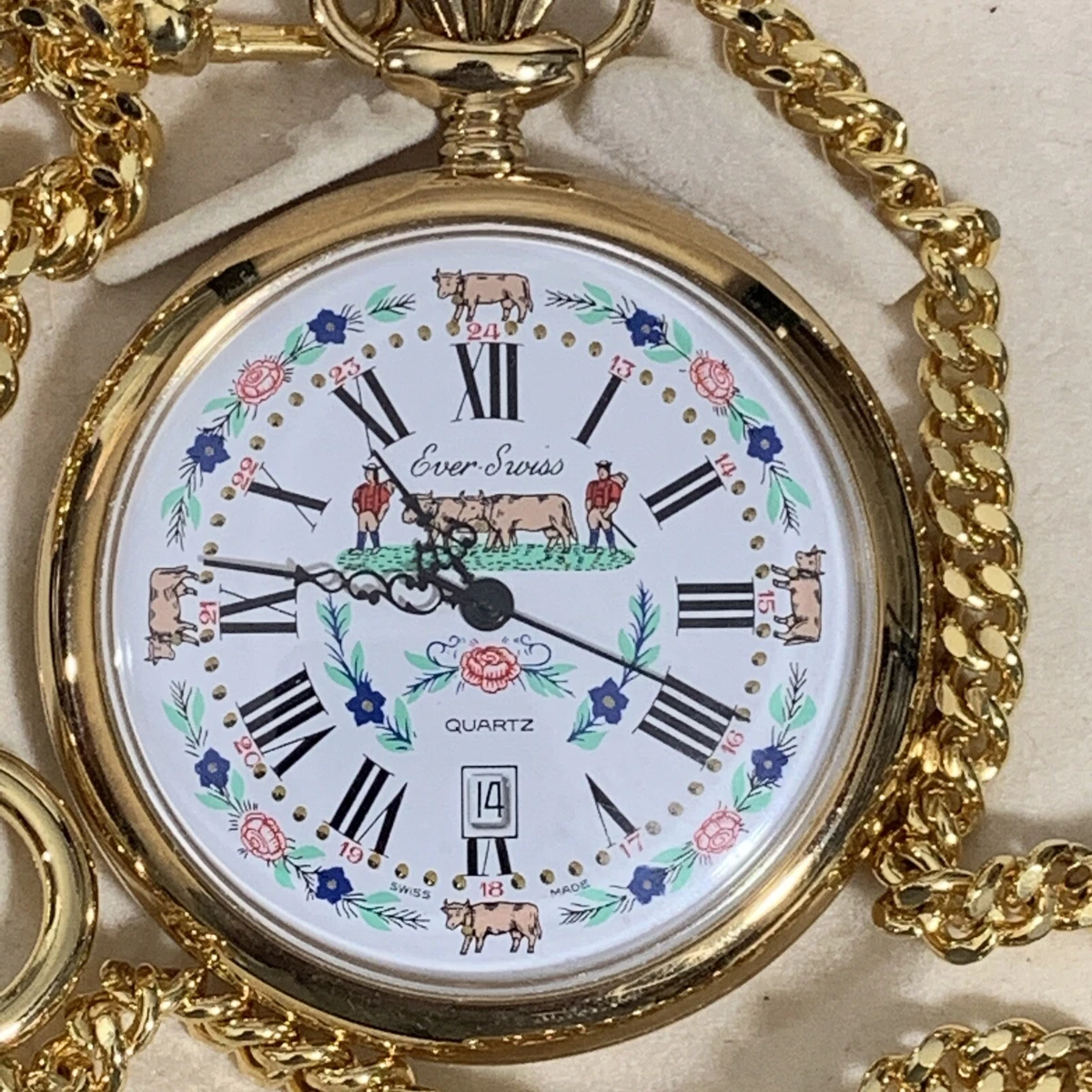 Ever Swiss Pocket Watch Quartz Date Box