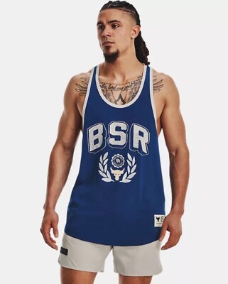 Under Armour Project Rock BSR Mens Choose Size, Tank Top Muscle Shirt Blue $45