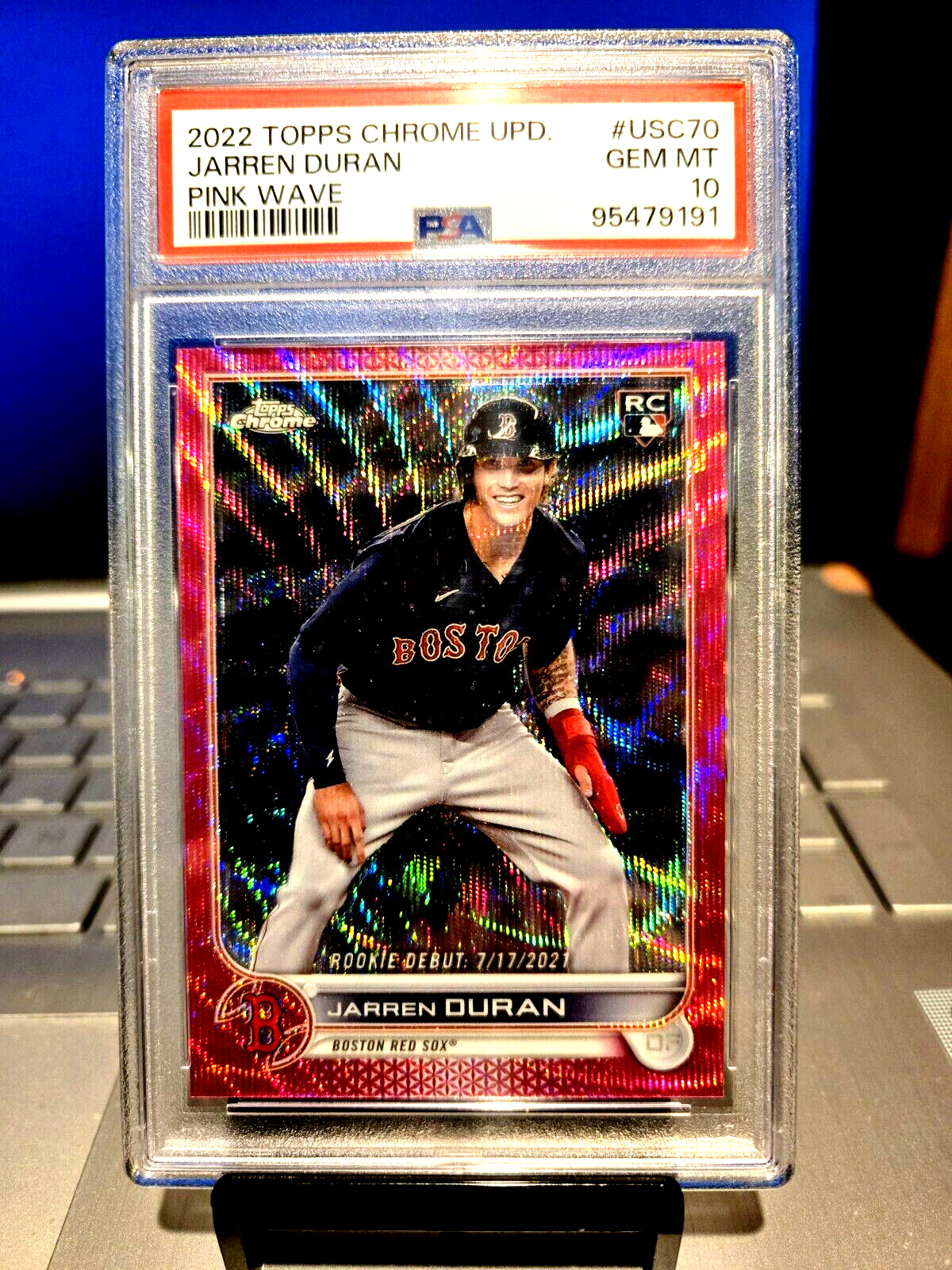 2022 Topps Chrome Update Jarren Duran Pink Wave Rookie #USC70 Gem Mt. 10 " POP-3