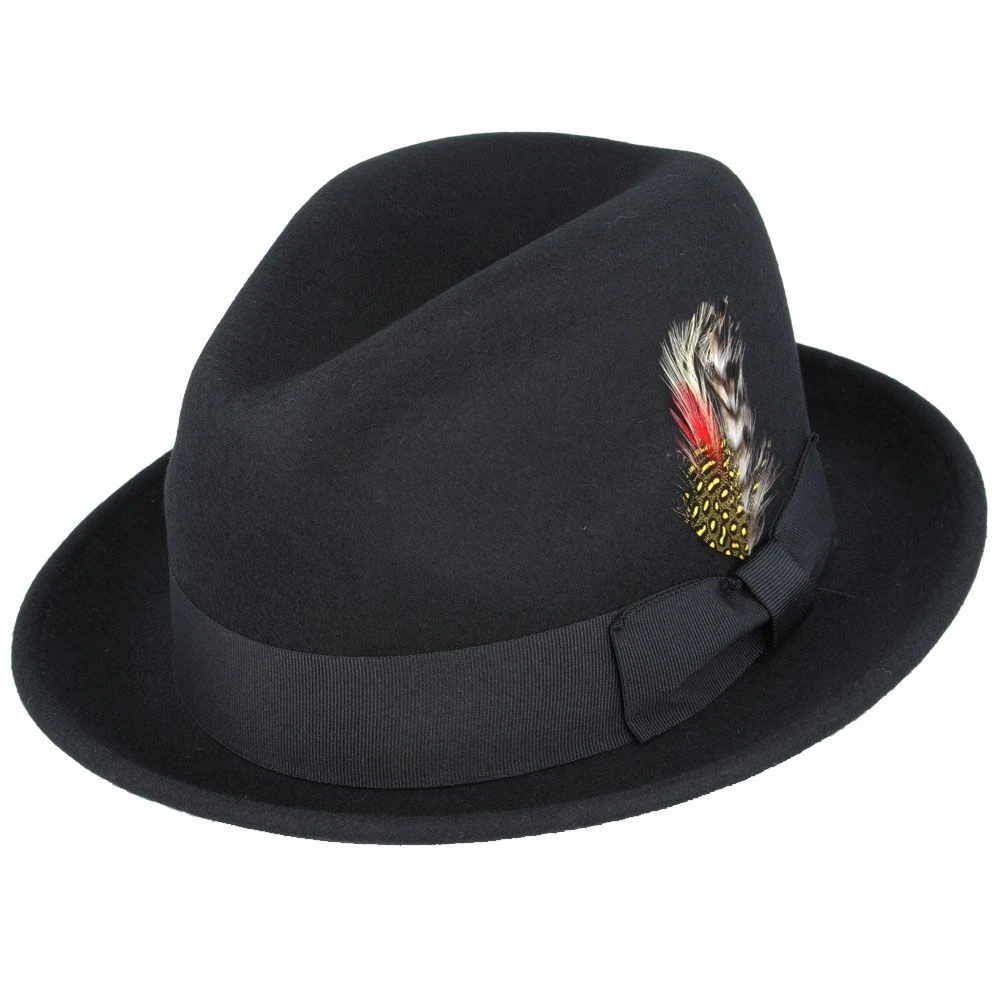Men's C-Crown Trilby Hat 100% Wool Crushable Felt Fedora Homburg Packable Hat UK