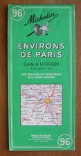 ancienne carte routière MICHELIN Les Environs de PARIS 1972